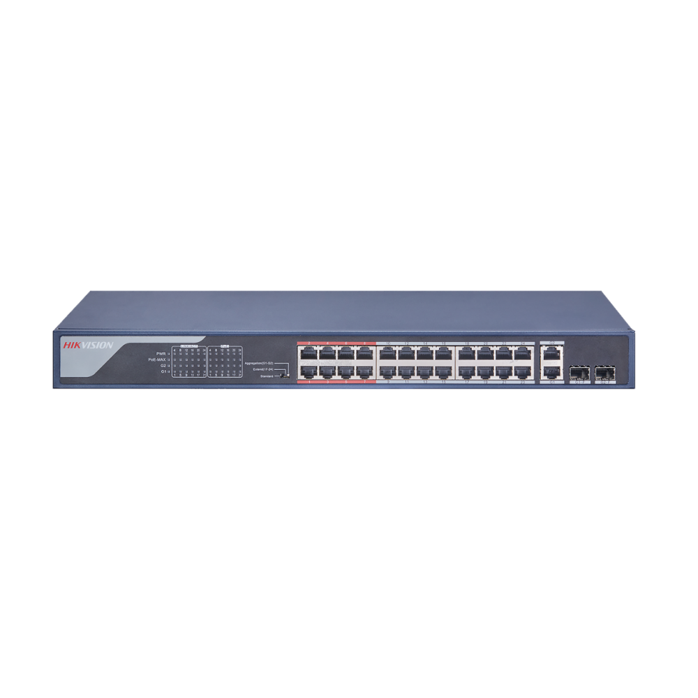 Switch 24FE PoE + 2GE + 2SFP No Administrable DS-3E0326P-E(B) Hikvision Switch 24FE PoE + 2GE + 2SFP No Administrable DS-3E0326P-E(B) Hikvision