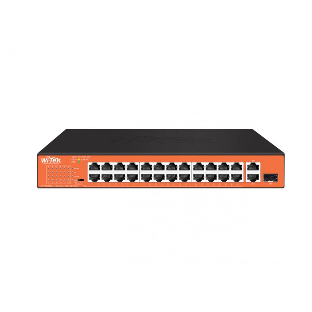 Switch 24FE PoE 200W 250Mts Long range + 1SFP combo Uplink no administrable WI-PS526GH Switch 24FE PoE 200W 250Mts Long range + 1SFP combo Uplink no administrable WI-PS526GH