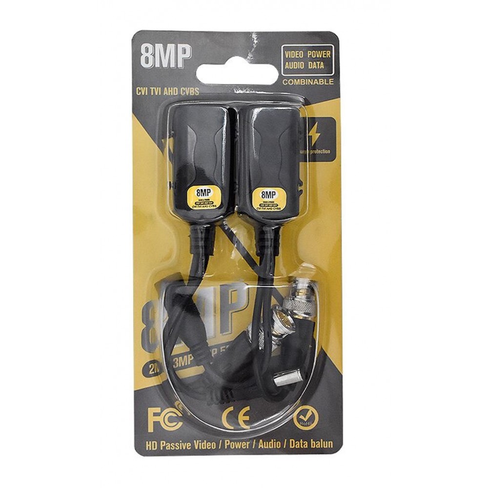 Set Balun 8MP 1Ch Video + Alimentacion con salida a RJ45 ATC