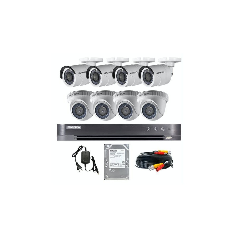 Kit Analogo 1080P DVR 8CH 4Domo+4Bala + 1TB Video Hikvision