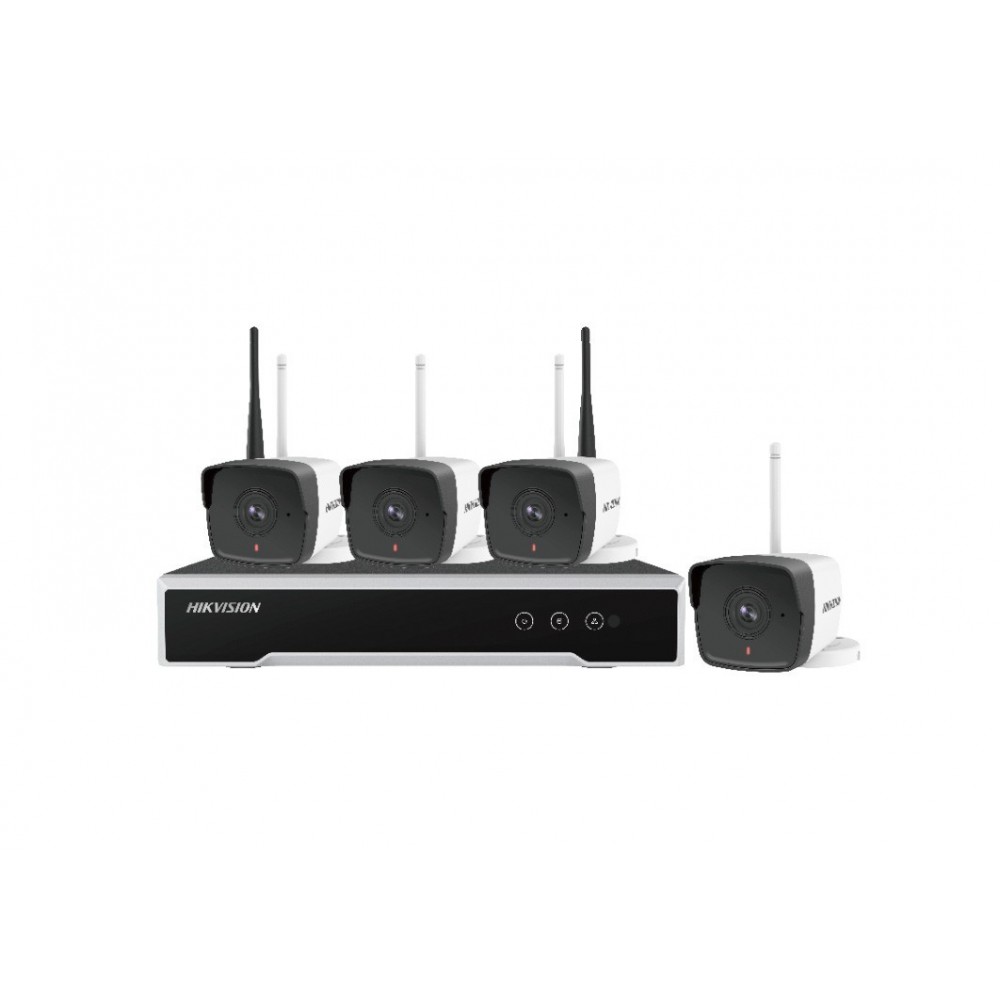 KIT 4 Camaras WiFi 2MP IR30M + Disco Duro 1TB NK42W0H-1T(WD)(B) Hikvision