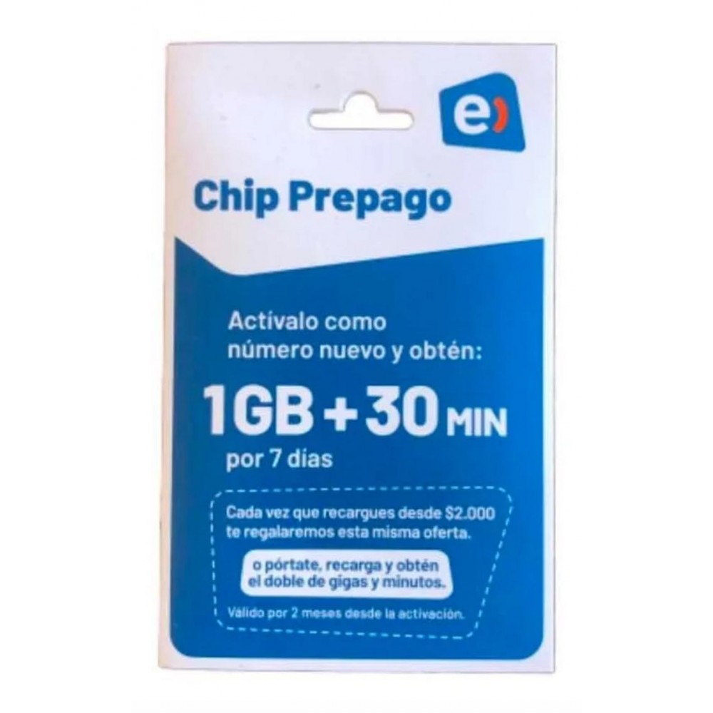 Chip Entel con 1GB Internet Movil y 30 min Gratis