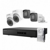 Kit Analogo 1080P DVR-M1 4CH 2Turret+2Bala + 1TB Video Hikvision