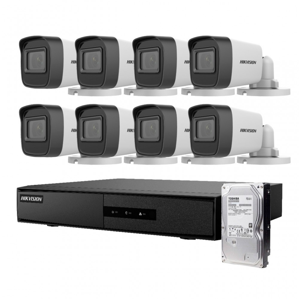 Kit Analogo 1080P DVR-M1 8CH 8Bala + 1TB Video Hikvision