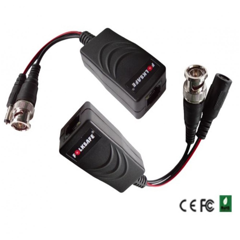 Set Balun HDCVI 1Ch Video + Alimentacion con salida a RJ45 Folksafe