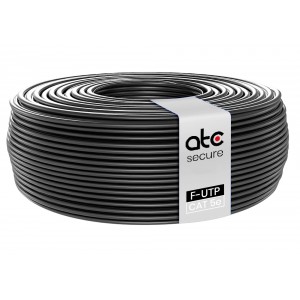 Cable F/UTP Cat5e Exterior Doble Chaqueta Negro 100MT PVC+PE 0.5MM ATCS