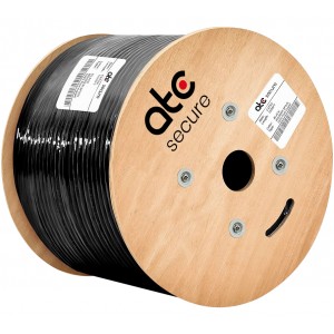 Cable F/UTP Cat5e Exterior Doble Chaqueta Negro 305MT PVC+PE 0.50MM ATCS