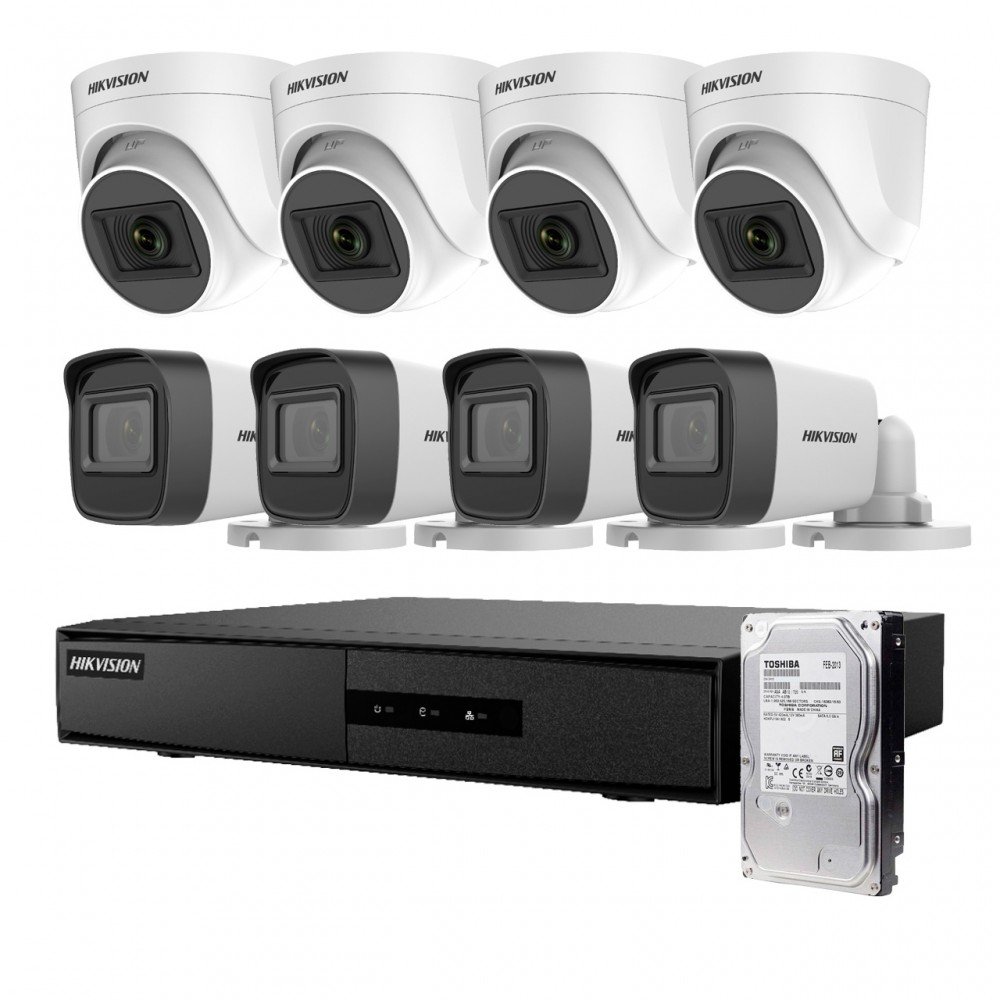 Kit Analogo 1080P DVR-M1 8CH 4Turret+4Bala + 1TB Video Hikvision Kit Analogo 1080P DVR-M1 8CH 4Turret+4Bala + 1TB Video Hikvision