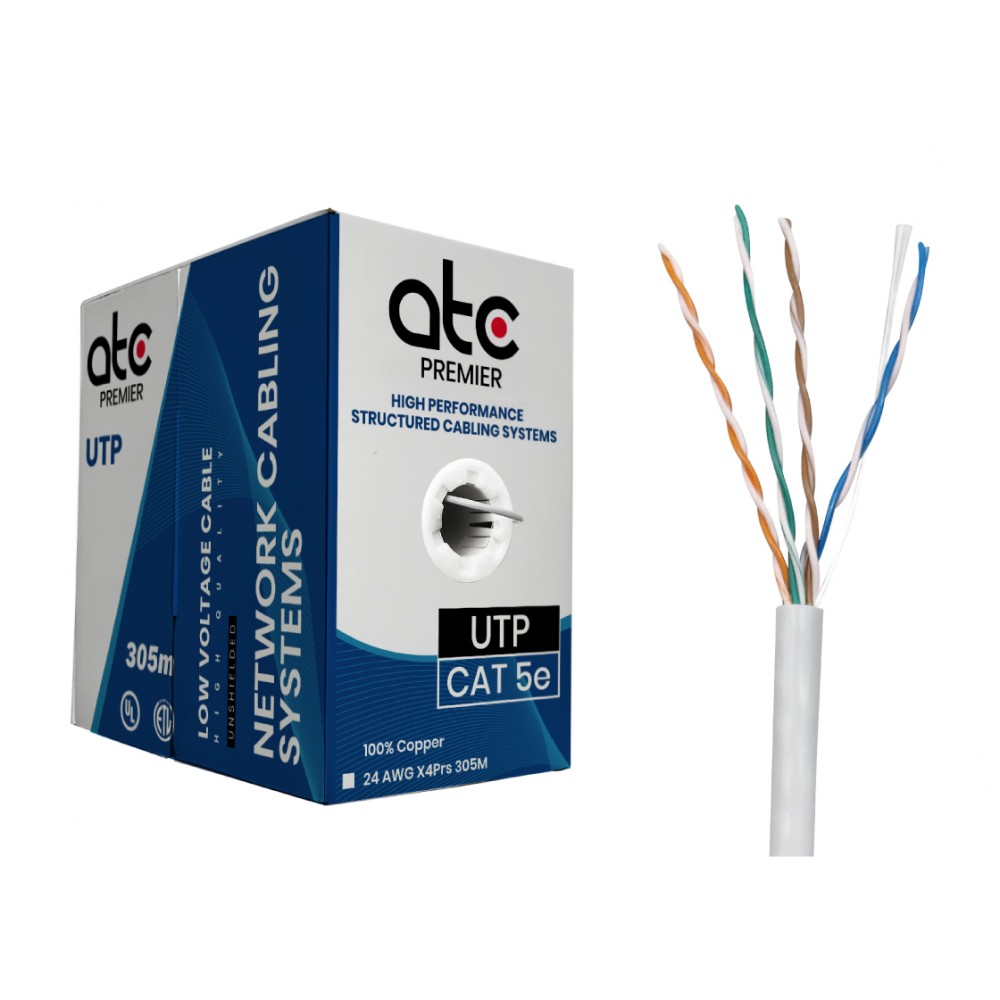 ATCP CABLE UTP CAT 5E CM 24 AWG GRIS x 305 MT ATCP CABLE UTP CAT 5E CM 24 AWG GRIS x 305 MT