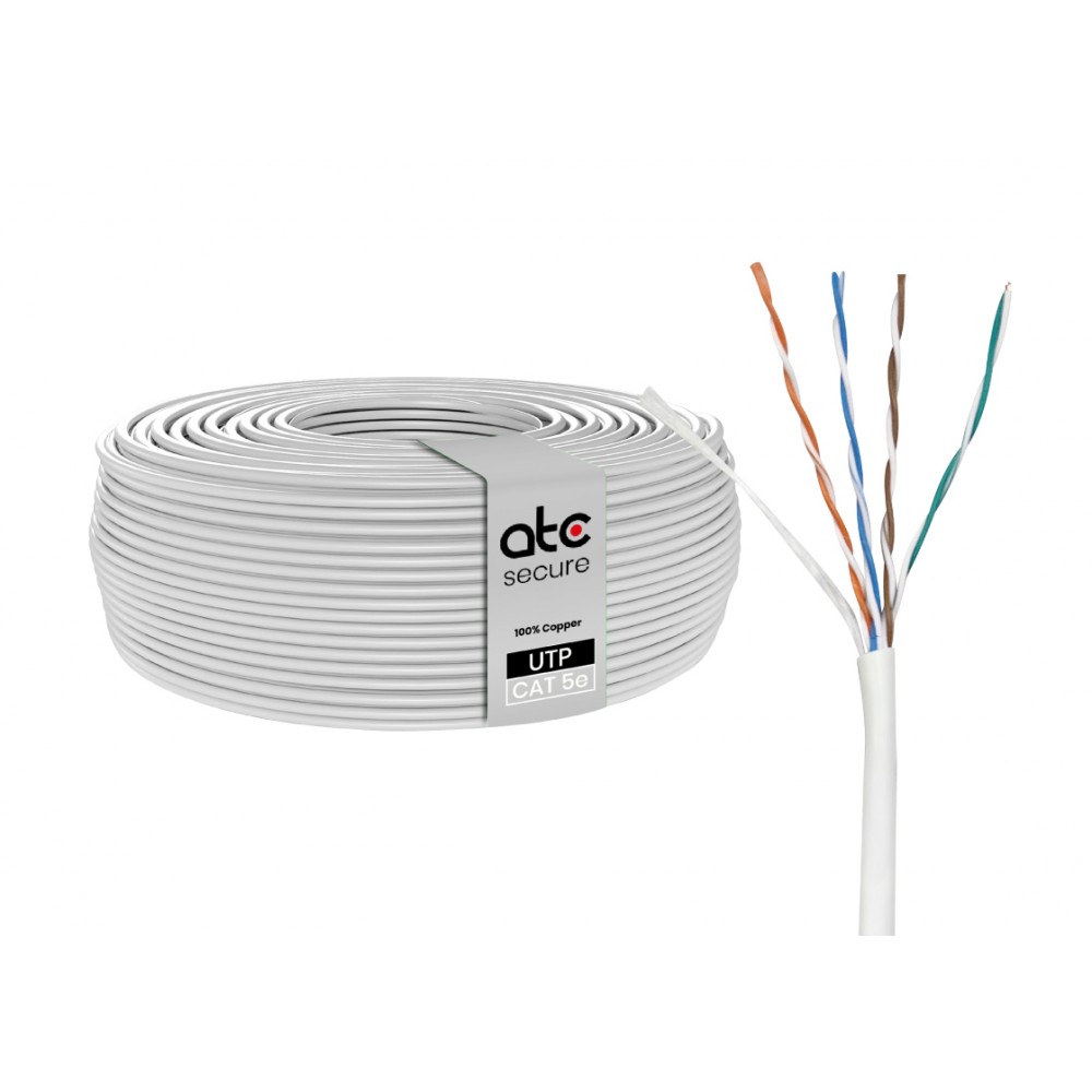 Cable UTP Cat5e 100% Cobre Blanco 100MT PVC 0.45MM ATCS Cable UTP Cat5e 100% Cobre Blanco 100MT PVC 0.45MM ATCS