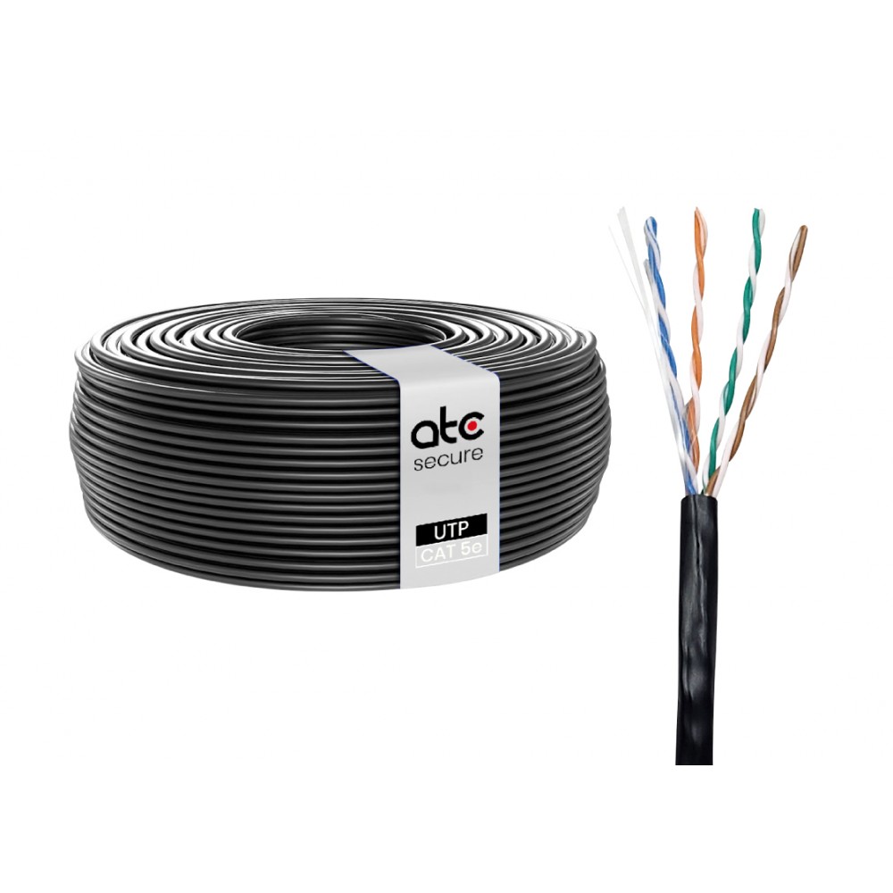 Cable UTP Cat5e Exterior Negro 100MT PE 0.50MM ATCS