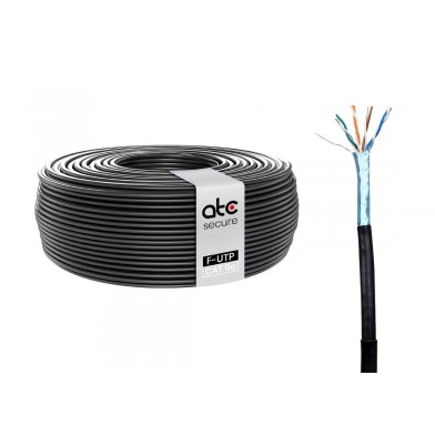 Cable F/UTP Cat5e Exterior Doble Chaqueta Negro 100MT PVC+PE 0.5MM ATCS