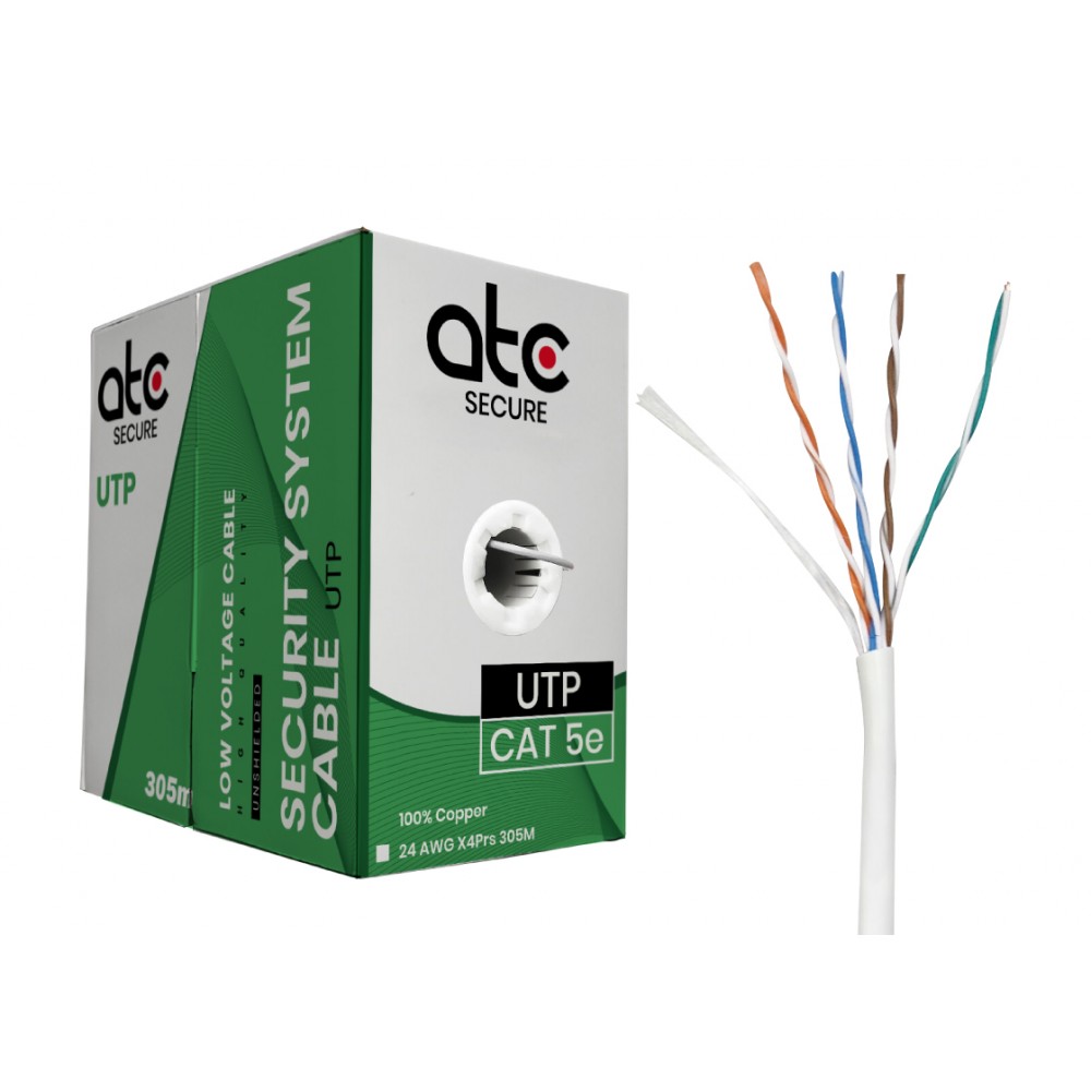 Cable UTP Cat5e 100% Cobre Blanco 305MT PVC 0.45MM ATCS Cable UTP Cat5e 100% Cobre Blanco 305MT PVC 0.45MM ATCS