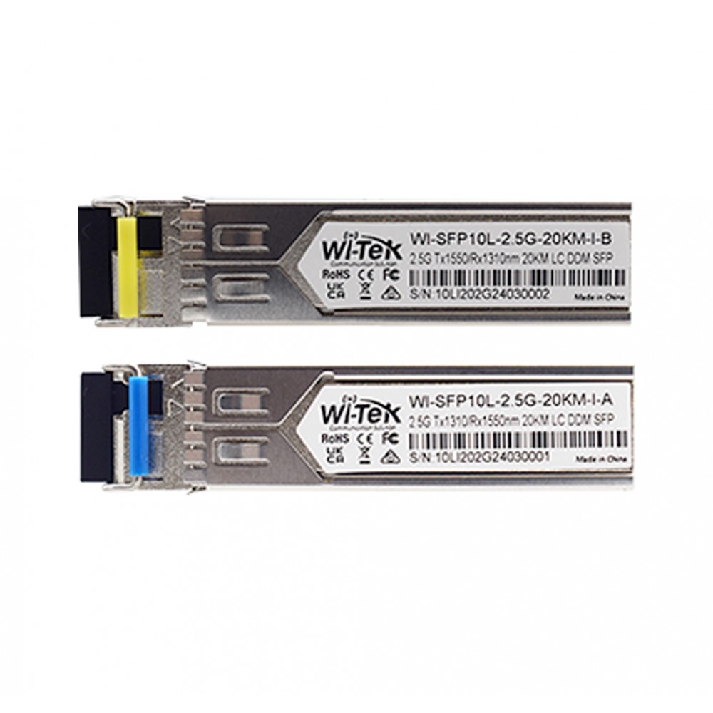 Modulo SFP Bidi 2.5 Gbps SM TX1310nm/RX1550nm 20Km (par) LC WI-SFP10L-2.5G-20KM-I Wi-Tek Modulo SFP Bidi 2.5 Gbps SM TX1310nm/RX1550nm 20Km (par) LC WI-SFP10L-2.5G-20KM-I Wi-Tek
