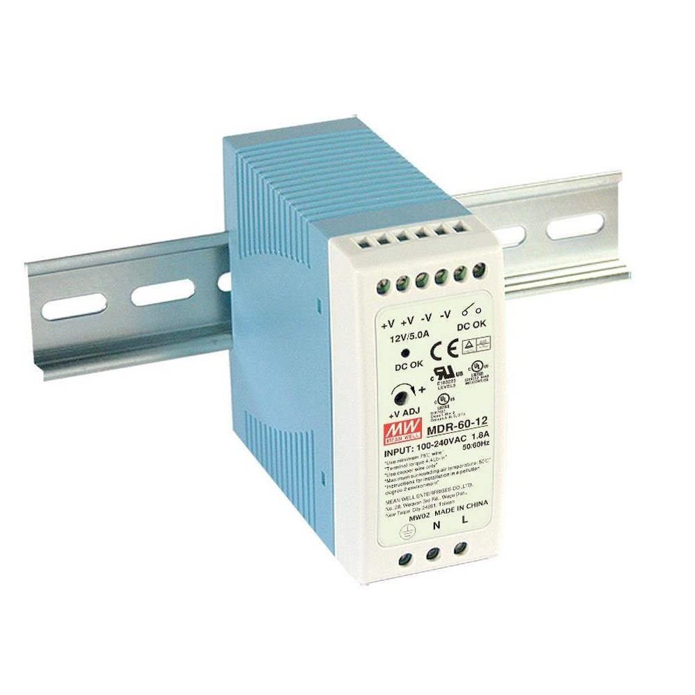 Fuente de Poder Industrial 60W 48Vdc 1,25A carril DIN MDR-60-48 Wi-Tek Fuente de Poder Industrial 60W 48Vdc 1,25A carril DIN MDR-60-48 Wi-Tek
