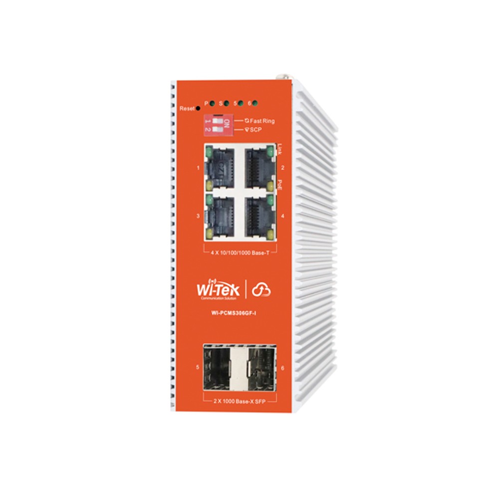 Switch Industrial 4GE 4X30W (120W) + 2SFP Administrable L2 Cloud WI-PCMS306GF-I Wi-Tek Switch Industrial 4GE 4X30W (120W) + 2SFP Administrable L2 Cloud WI-PCMS306GF-I Wi-Tek