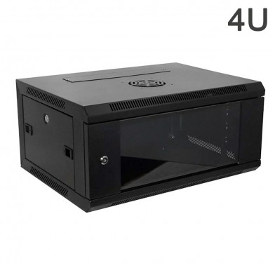 Gabinete Mural Negro Armable 4Ux450 3 puertas ATC