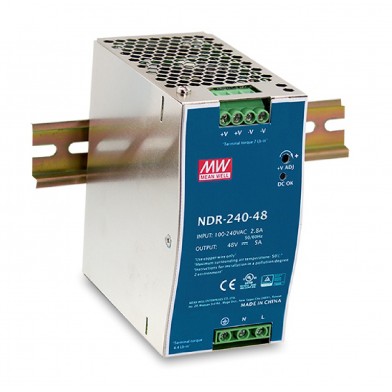 Fuente de Poder Industrial 240W 48Vdc 5A carril DIN NDR-240-48 Wi-Tek