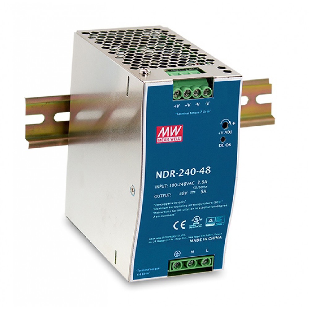 Fuente de Poder Industrial 240W 48Vdc 5A carril DIN NDR-240-48 Wi-Tek Fuente de Poder Industrial 240W 48Vdc 5A carril DIN NDR-240-48 Wi-Tek