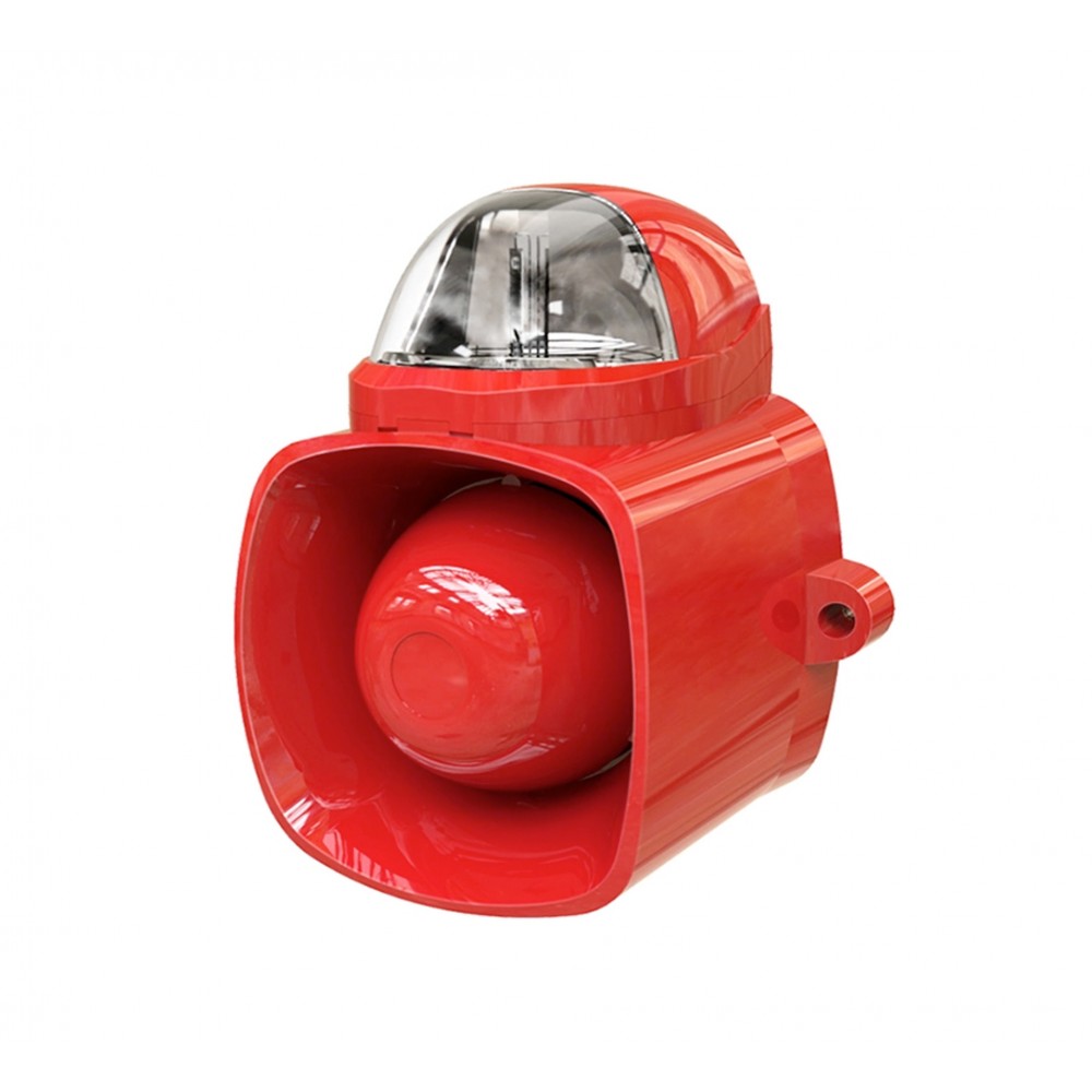 Sirena 20w Con Audio de advertencia, de Exterior Roja y Luz Blanca ATC Sirena 20w Con Audio de advertencia, de Exterior Roja y Luz Blanca ATC