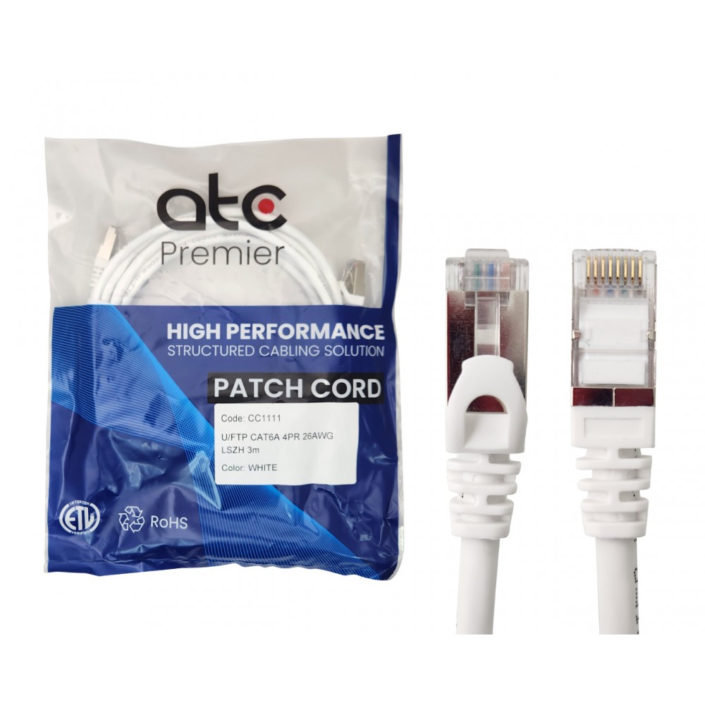 ATC PREMIER CORD CAT 6A U/FTP 3 MT BLANCO LSZH ZPF6AHF-IB ATC PREMIER CORD CAT 6A U/FTP 3 MT BLANCO LSZH ZPF6AHF-IB