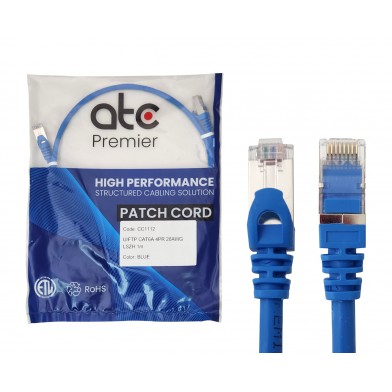 ATC PREMIER CORD CAT 6A U/FTP 1 MT AZUL LSZH ZPF6AHF-IB