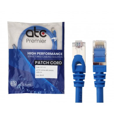 ATC PREMIER CORD CAT 6A U/FTP 2 MT AZUL LSZH ZPF6AHF-IB