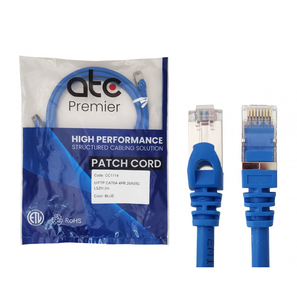 ATC PREMIER CORD CAT 6A U/FTP 2 MT AZUL LSZH ZPF6AHF-IB ATC PREMIER CORD CAT 6A U/FTP 2 MT AZUL LSZH ZPF6AHF-IB