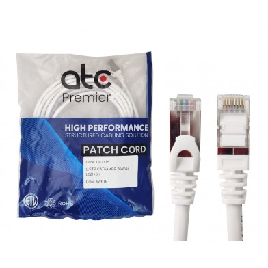 ATC PREMIER CORD CAT 6A U/FTP 6 MT BLANCO LSZH ZPF6AHF-IB