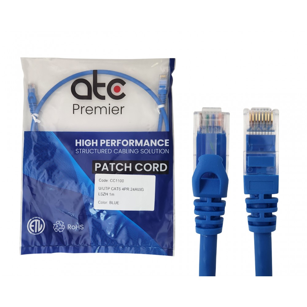 ATC PREMIER CORD CAT 6 x 1 MT AZUL LSZH ZPU6HF-IB-T ATC PREMIER CORD CAT 6 x 1 MT AZUL LSZH ZPU6HF-IB-T