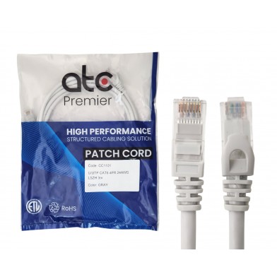 ATC PREMIER CORD CAT 6 x 3 MT GRIS LSZH ZPU6HF-IB-T