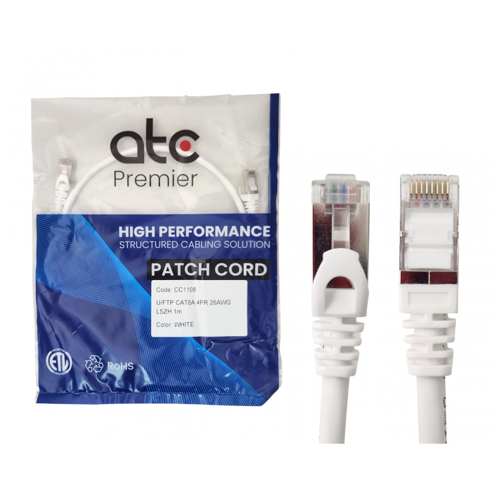 ATC PREMIER CORD CAT 6A U/FTP 1 MT BLANCO LSZH ZPF6AHF-IB ATC PREMIER CORD CAT 6A U/FTP 1 MT BLANCO LSZH ZPF6AHF-IB
