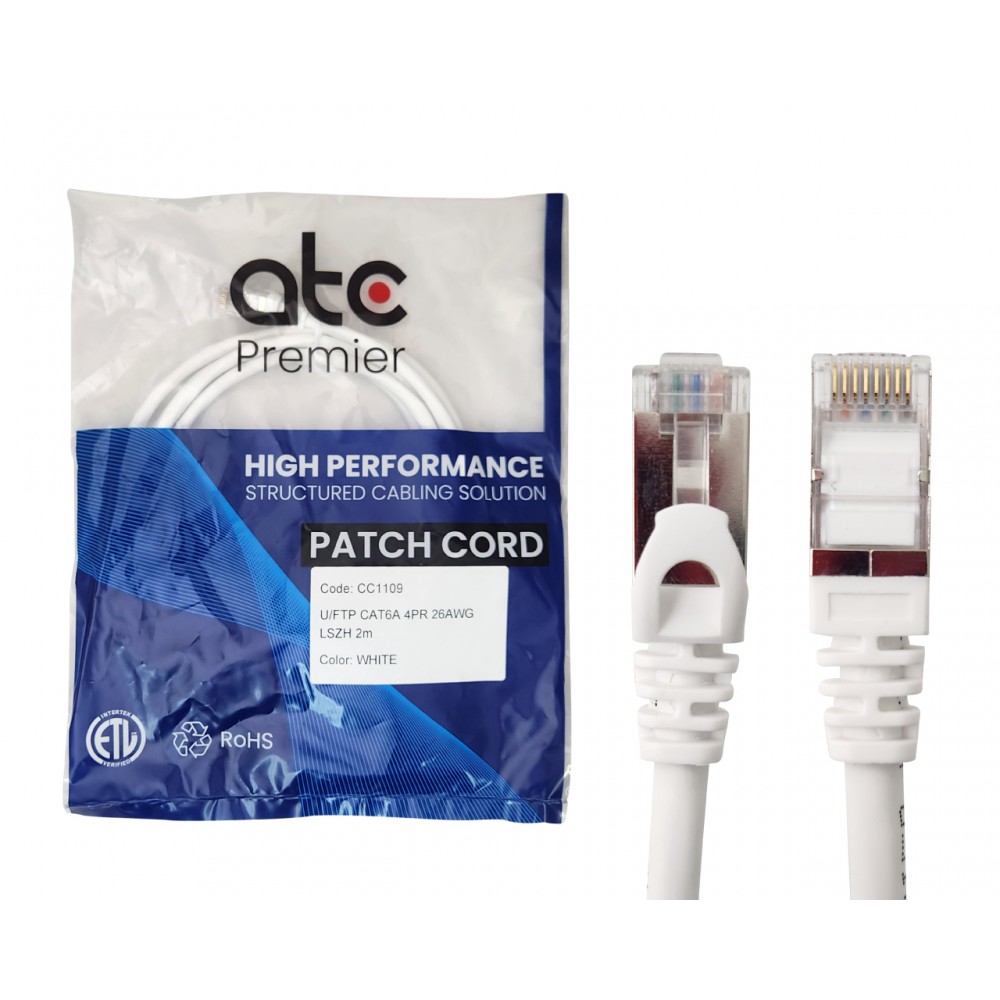 ATC PREMIER CORD CAT 6A U/FTP 2 MT BLANCO LSZH ZPF6AHF-IB ATC PREMIER CORD CAT 6A U/FTP 2 MT BLANCO LSZH ZPF6AHF-IB