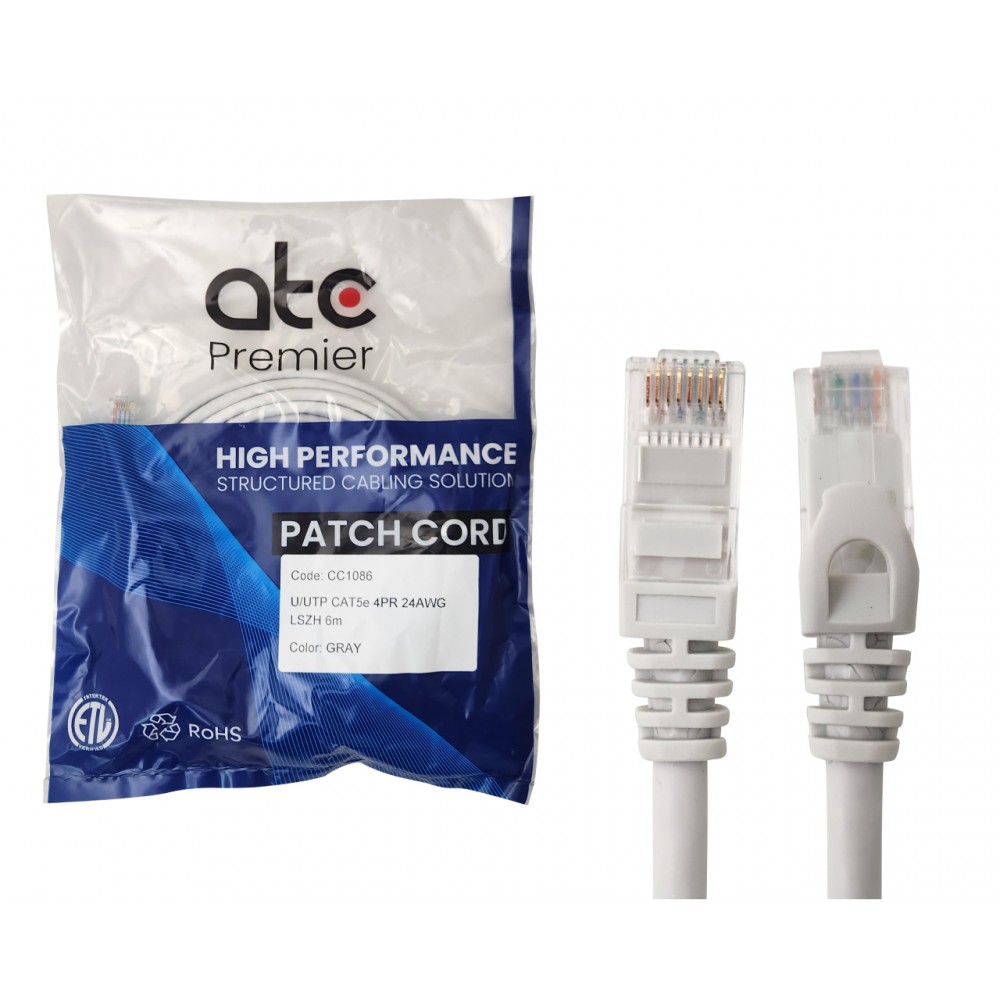 ATC PREMIER CORD CAT 5E x 6 MT GRIS ATC PREMIER CORD CAT 5E x 6 MT GRIS