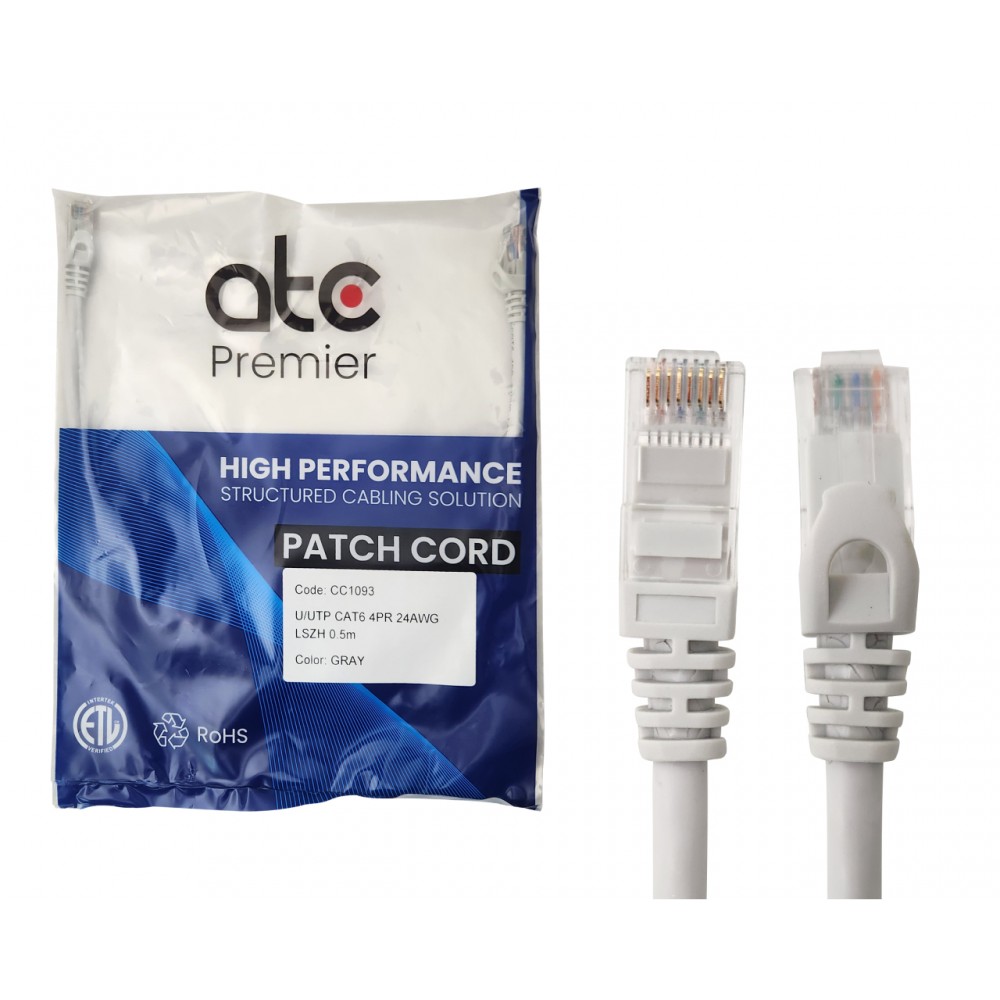 ATC PREMIER CORD CAT 6 x 0.5 MT GRIS LSZH ZPU6HF-IB-T ATC PREMIER CORD CAT 6 x 0.5 MT GRIS LSZH ZPU6HF-IB-T