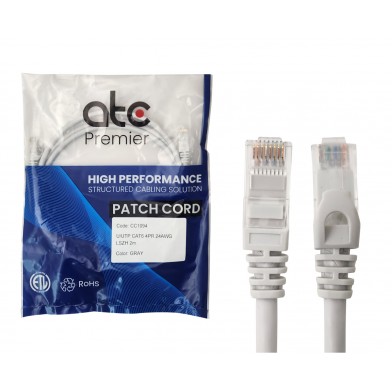 ATC PREMIER CORD CAT 6 x 2 MT GRIS LSZH ZPU6HF-IB-T
