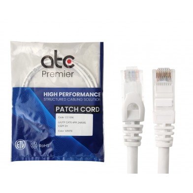 ATC PREMIER CORD CAT 6 x 2 MT BLANCO LSZH ZPU6HF-IB-T