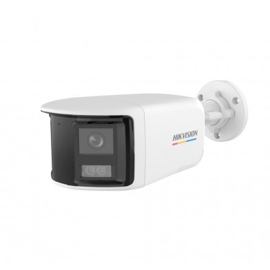 Camara TVI 3K Luz 40m Smart Hybrid Light DUAL LENS 180° ColorVU IP67 130dB WDR  Audio Mic DS-2CE12KF3TP-DLS(180°) Hikvision
