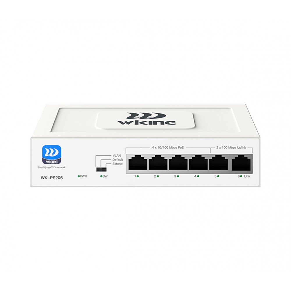 Switch 4FE PoE+ (45W) 250Mts + 2FE No Administrable WK-PS206 Wiking Switch 4FE PoE+ (45W) 250Mts + 2FE No Administrable WK-PS206 Wiking