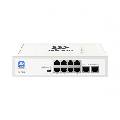 Switch 8FE PoE+ (76W) 250Mts + 2FE No Administrable WK-PS210 Wiking