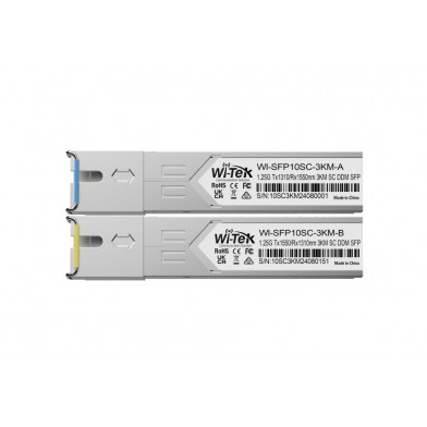Modulo SFP el PAR Bidi SM 1310/1550nm 1.25Gbps SC/Simplex 3Km WI-SFP10SC-3KM Wi-Tek