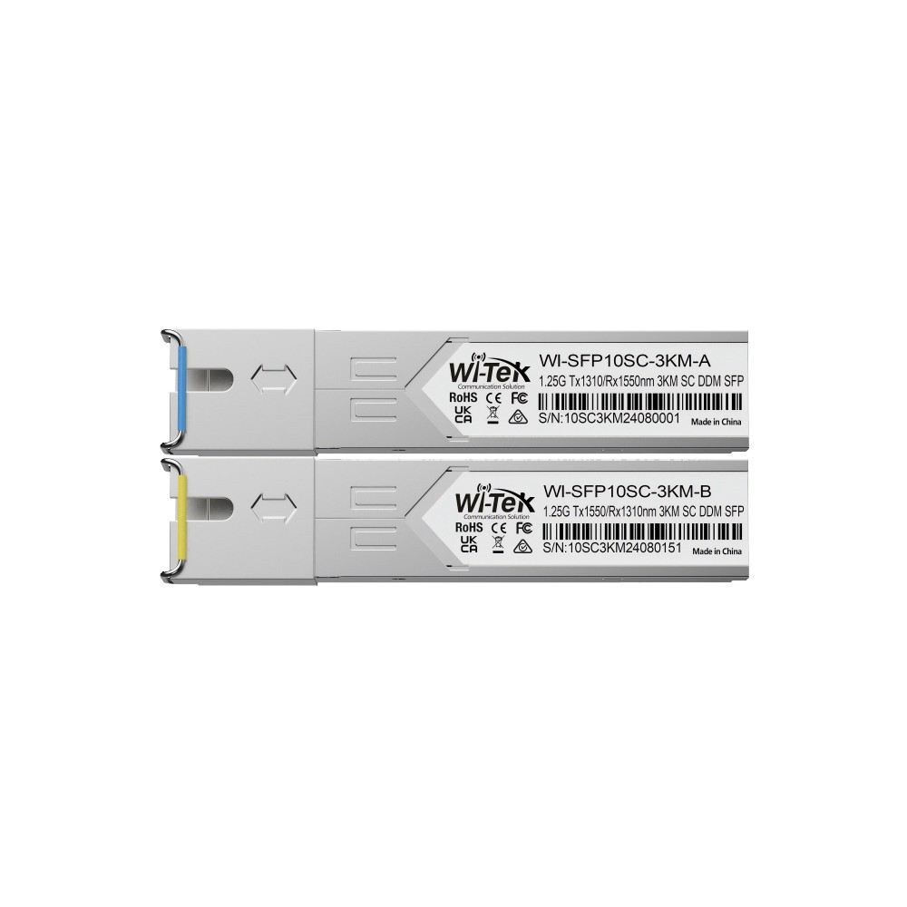 Modulo SFP el PAR Bidi SM 1310/1550nm 1.25Gbps SC/Simplex 3Km WI-SFP10SC-3KM Wi-Tek
