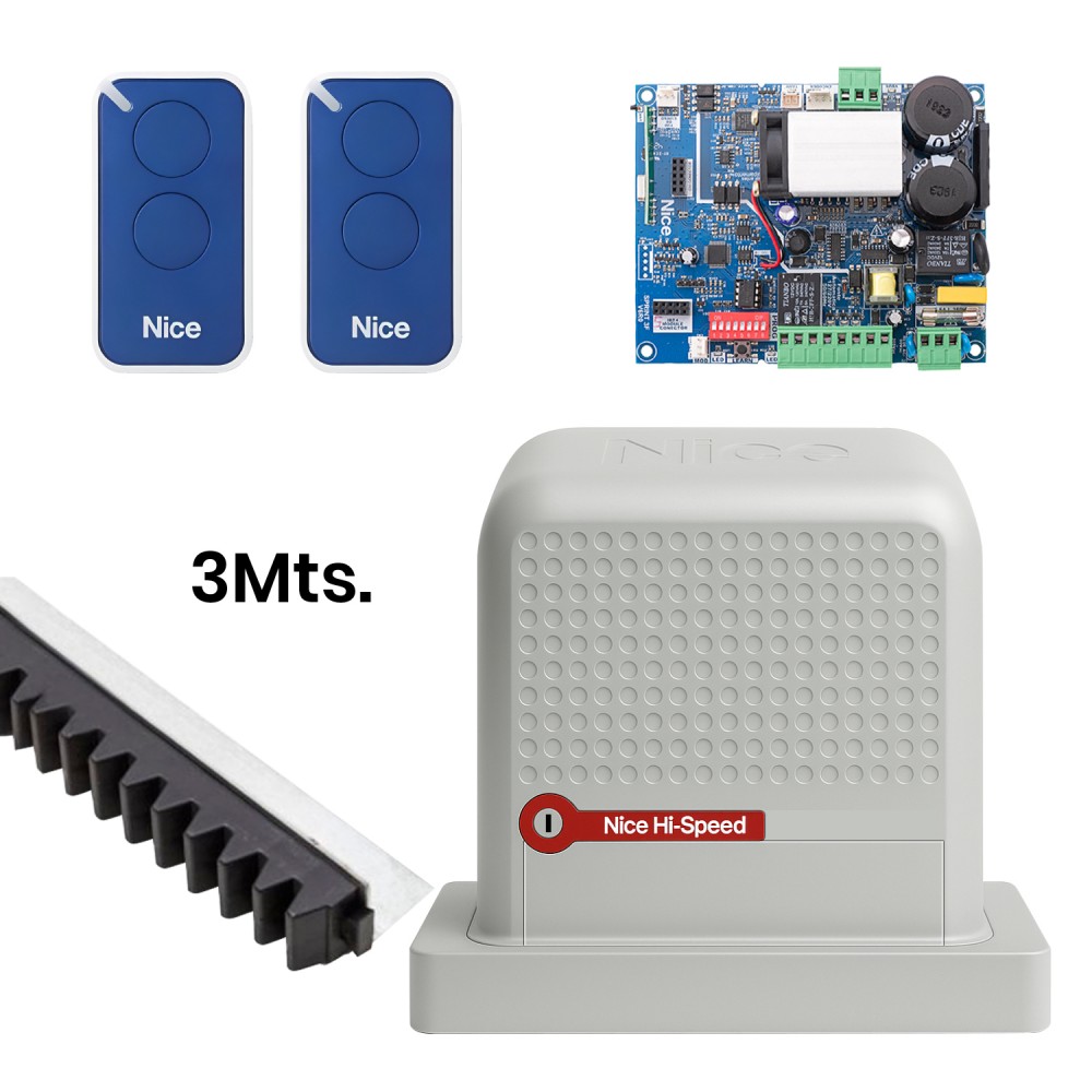 Kit Motor D Light 600 I-HS Central 2 Controles Remotos y 3m cremallera nylon Nice Brasil