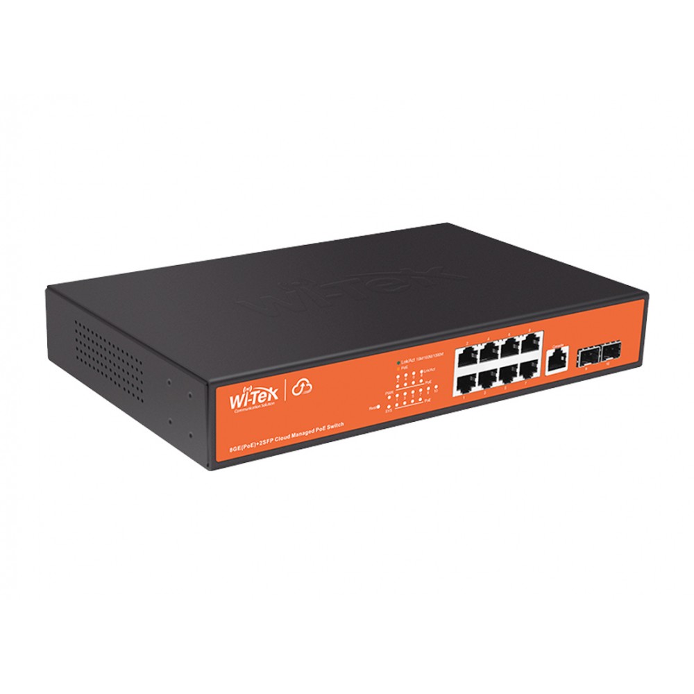 Switch 8GE PoE 140W + 2SFP administrable L2 Cloud WI-PCMS310GF Wi-Tek