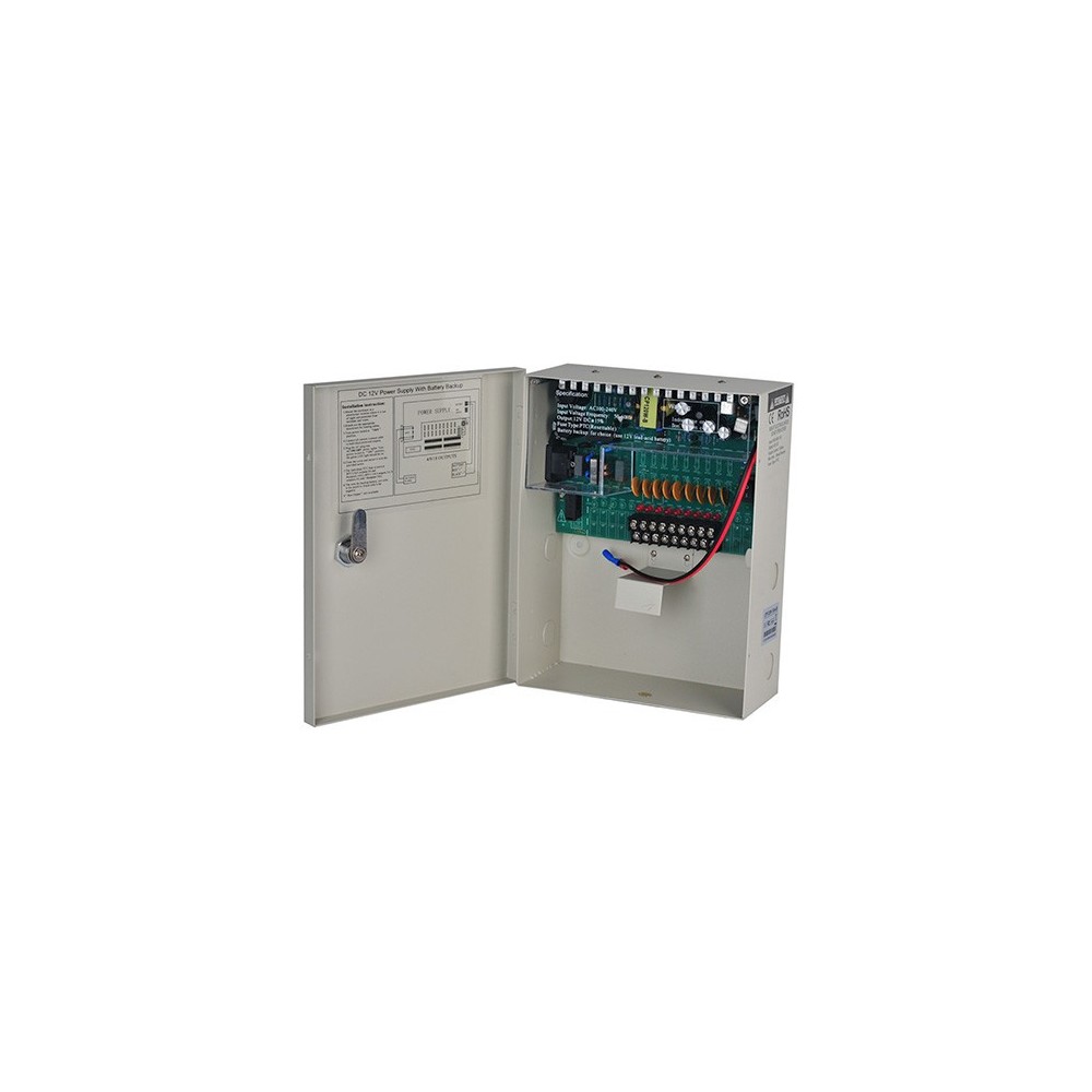 Kit Fuente de Poder UPS 12V10A 9Ch, CE FCC ROHS