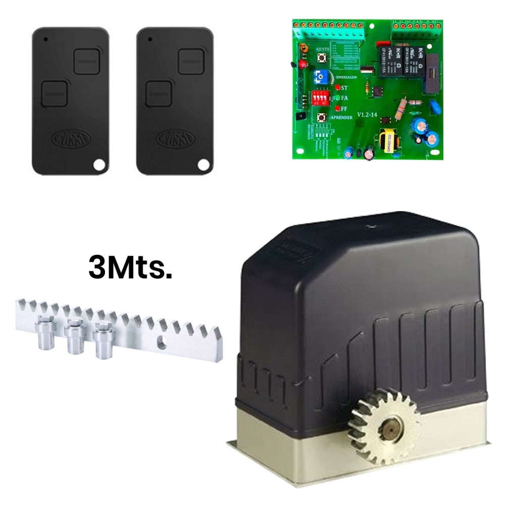 Kit Motor DKC 400 (600kg) Residencial + Central Rossi + 2TX + 3m Cremallera Acero XIAN FENG
