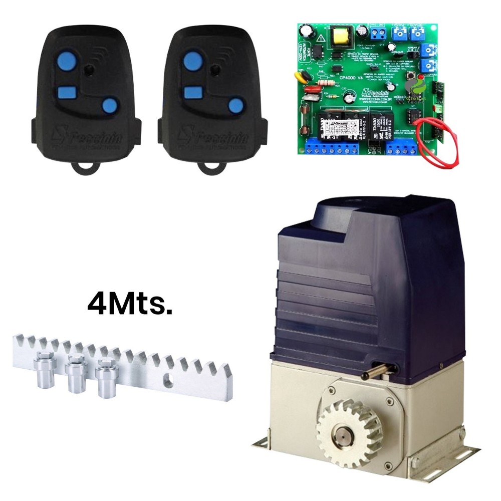 Kit Motor L200 (800kg) + Central Peccinin + 2TX + 4m Cremallera Acero