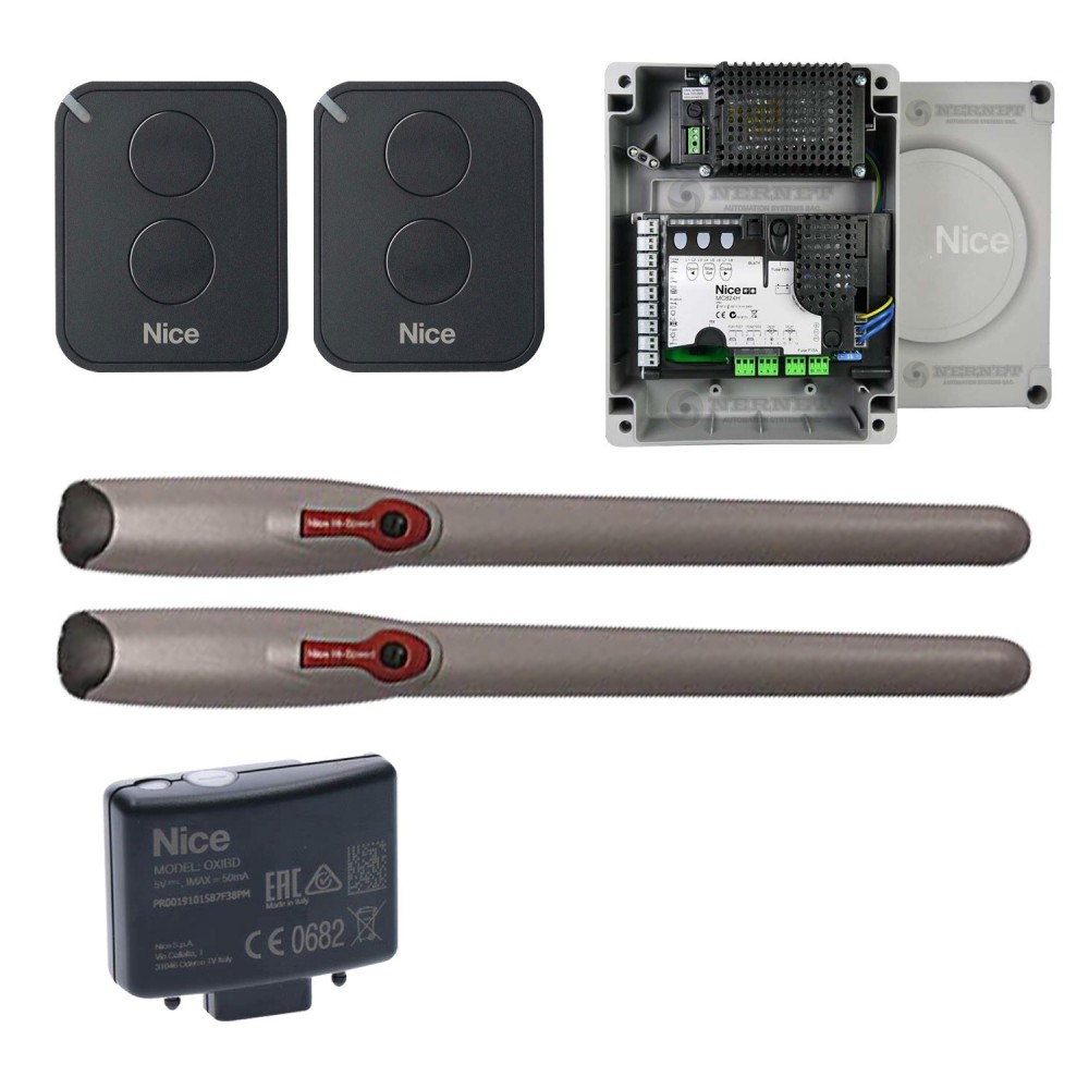 Kit Motor 2 Brazo Batiente Electromecanico WINGO 3524HS (3 mts) con Central MC824H (Uso Residencial) NICE