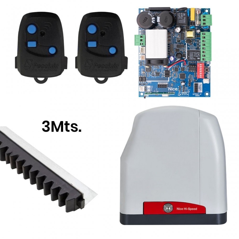 Kit Motor SR600IHS (600Kg) 35m/min C/Central + 2 Controles + 3m Cremallera Nylon