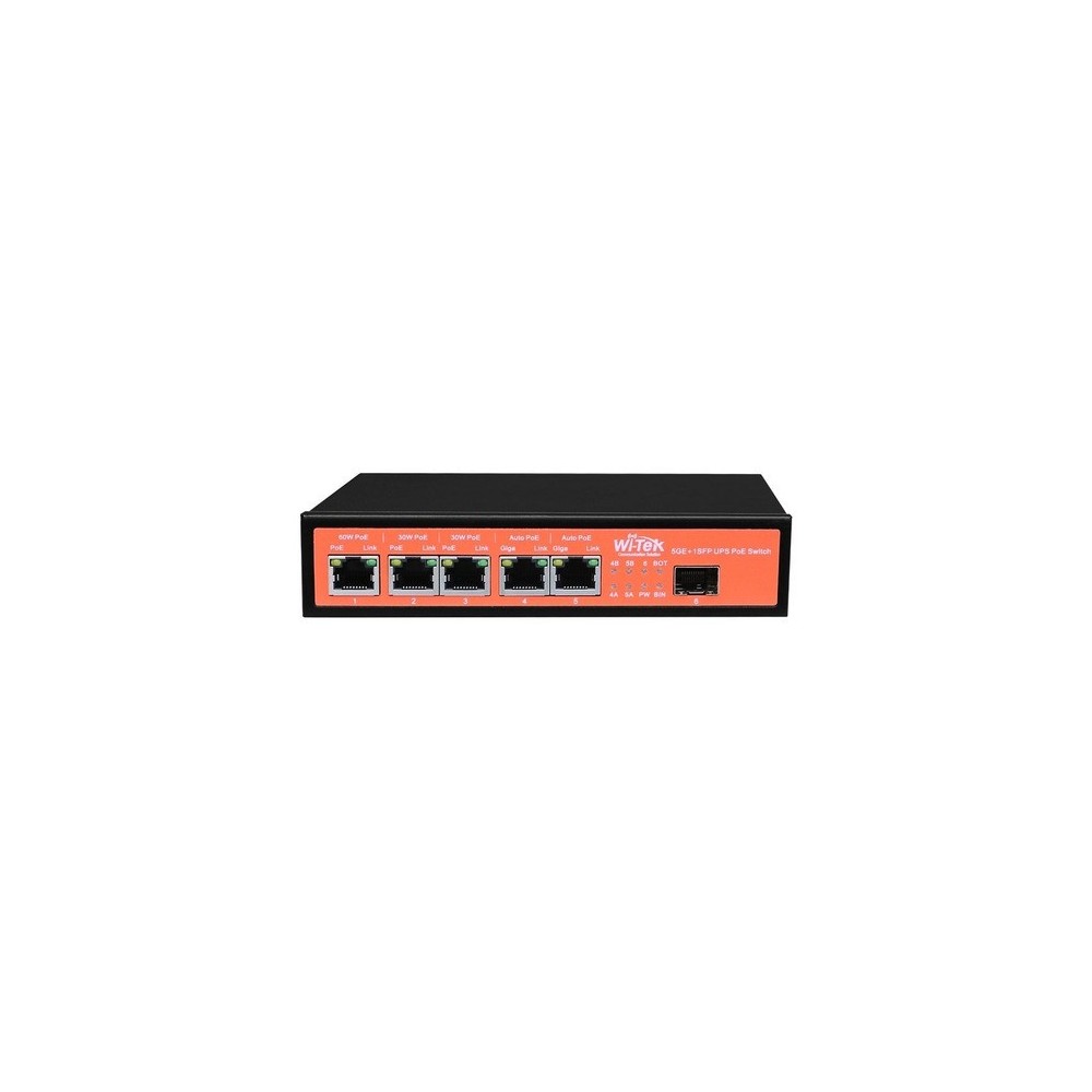 Switch 4GE PoE 60w + 1GE + 1SFP no administrable UPS panel solar WI-PS306GF-UPS Wi-Tek Switch 4GE PoE 60w + 1GE + 1SFP no administrable UPS panel solar WI-PS306GF-UPS Wi-Tek